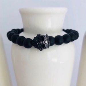 Womens Queen Onyx Gemstone Beaded Bracelet